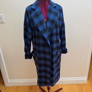 NWOT Periphery 'Easy Love Coat' in Blue/Black Check Sz. M